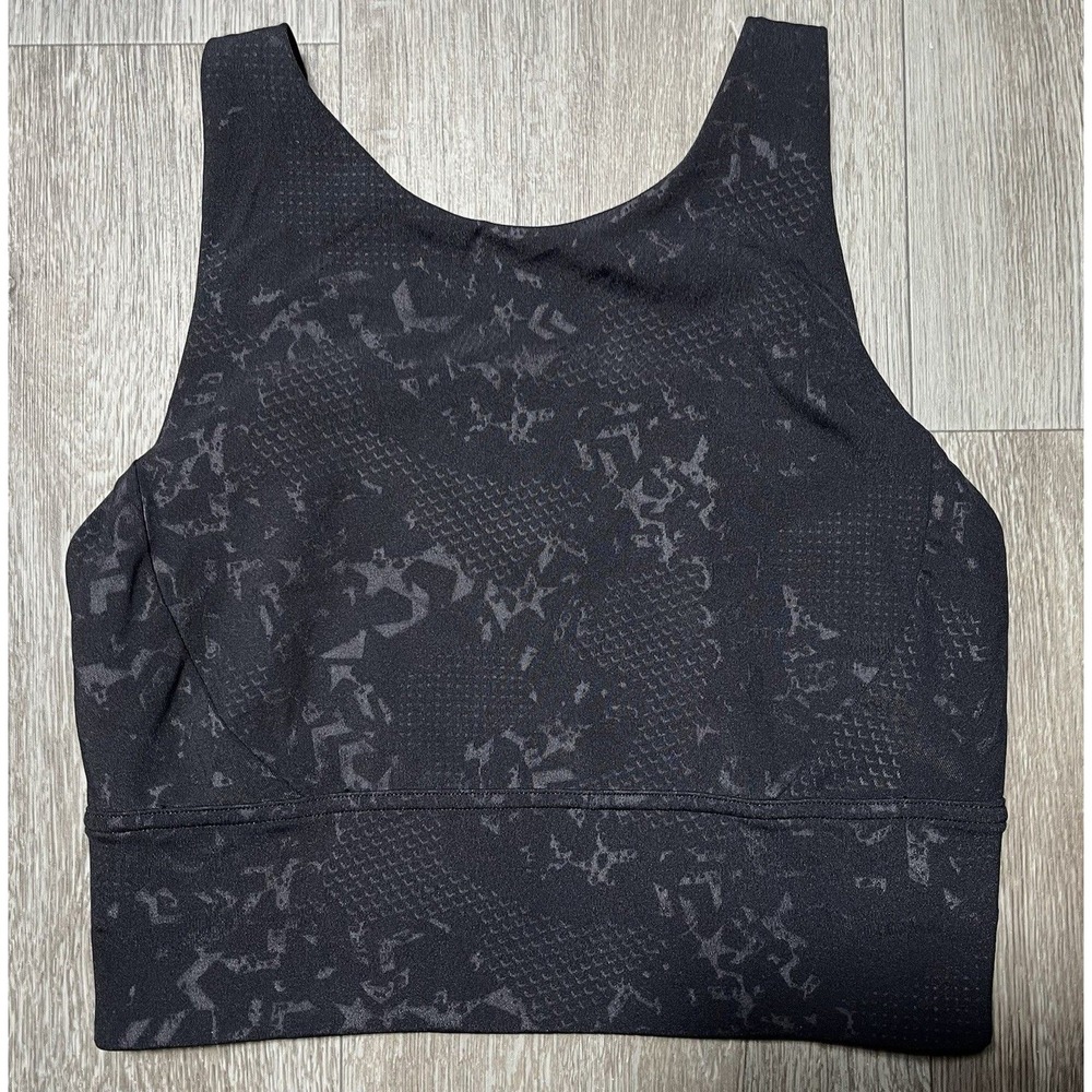 Lululemon Stronger As One-Long Line Sports Bra- Boot Camp Emboss Black - Size 4